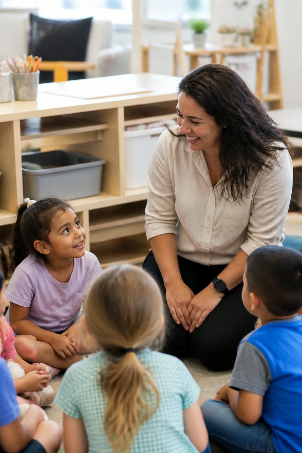 Teacher with children in circle time